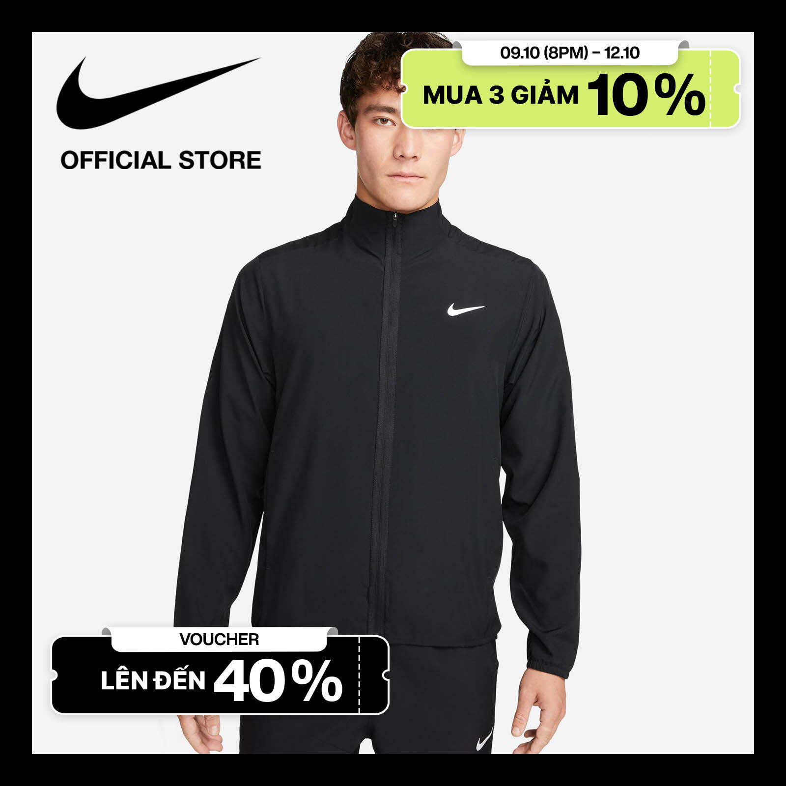 [TỪ 20H 9.10 - 12.10 | VOUCHER ĐẾN 40%] Áo khoác nam Dri-FIT Versatile Jacket Nike Form - BLACK