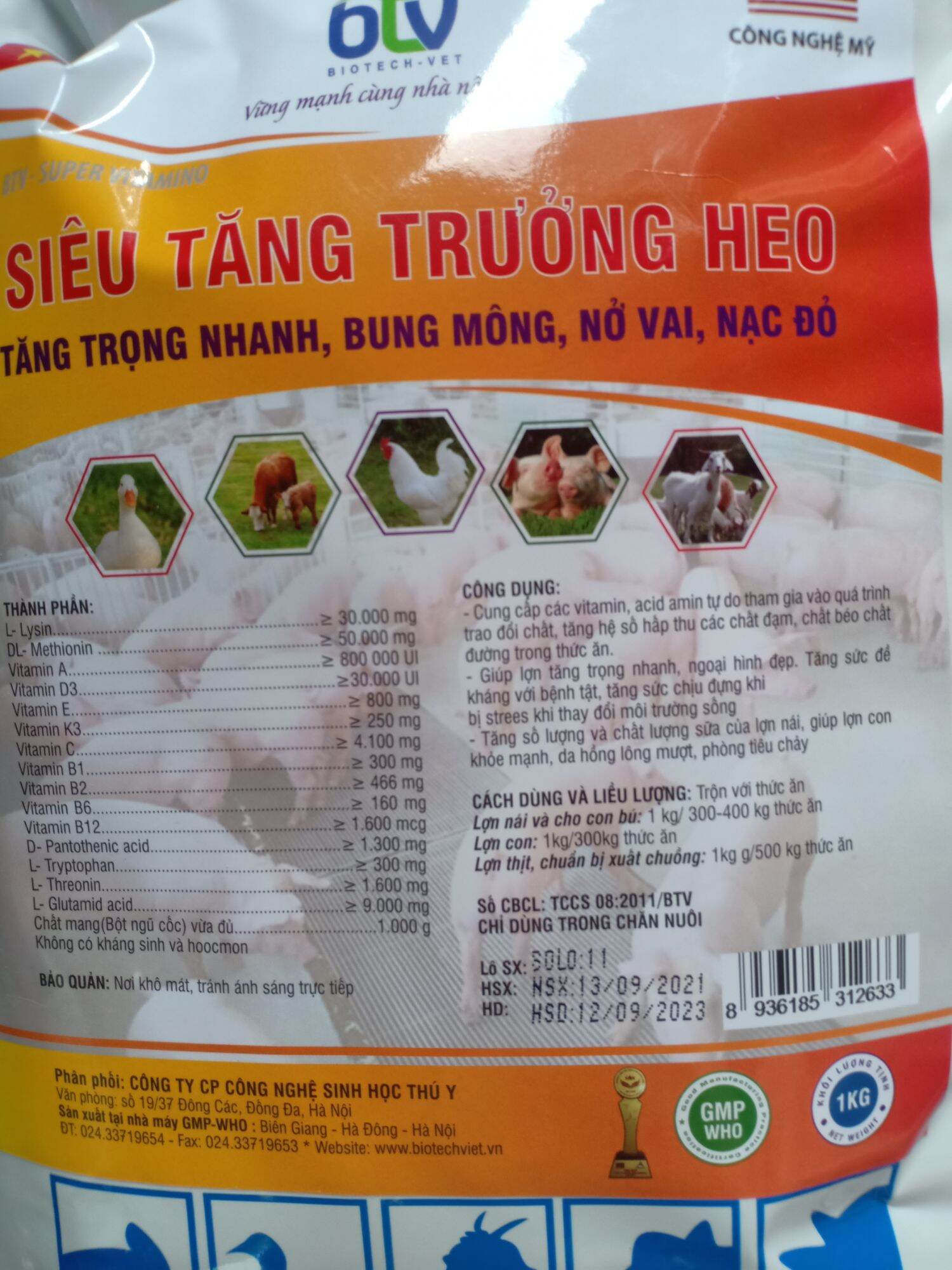 Vỗ béo heo - 1 kg ( bung mông ,nở vai,tăng trọng nhanh)
