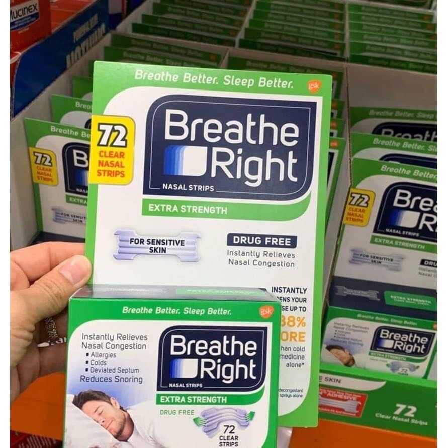 Miếng dán mũi chống gáy khi ngủ breathe right 72 miếng