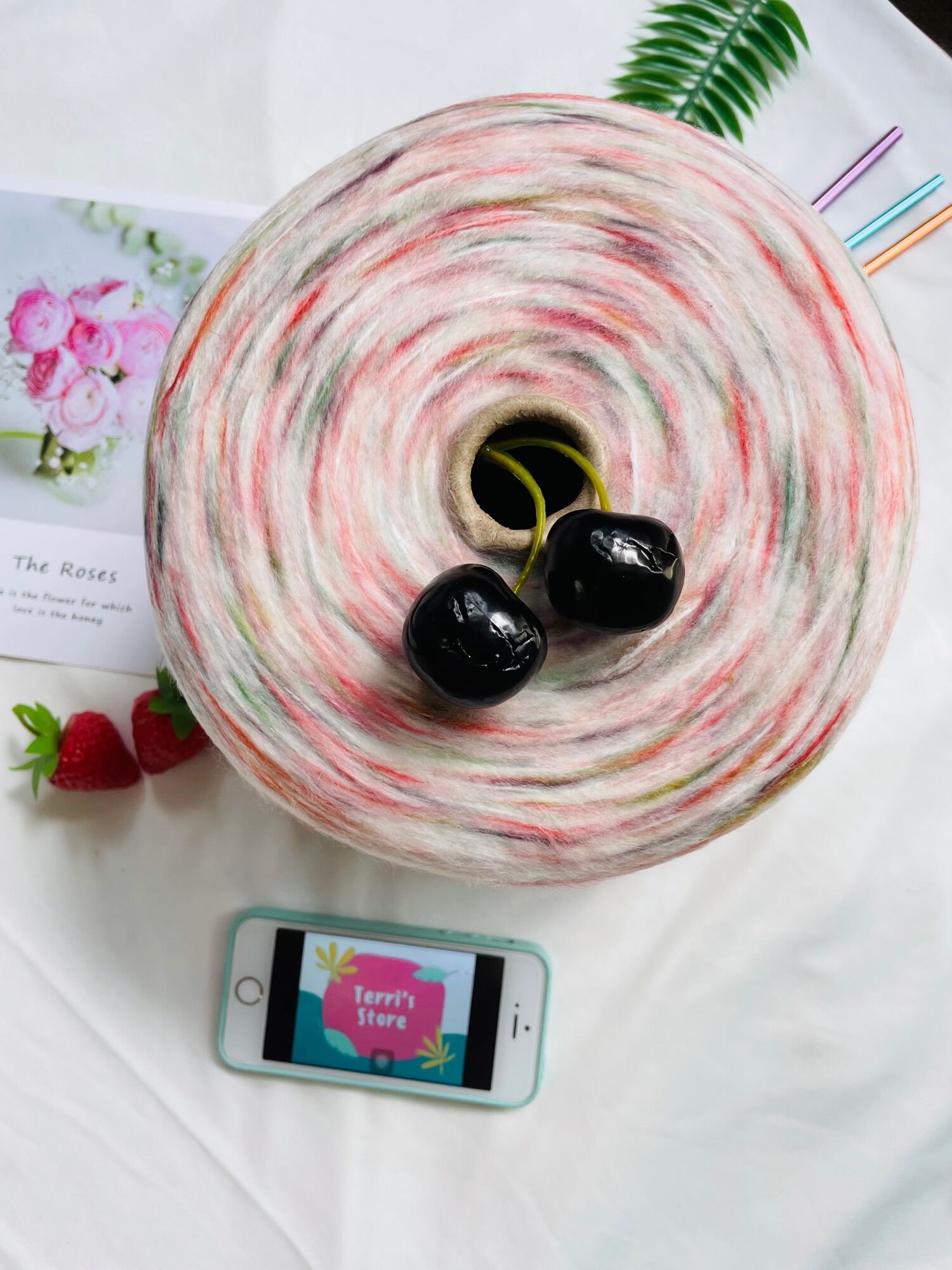 Yarn - len mohair loang 7 màu và mohair cầu vòng - cỡ sợi ~ 1.5mm - sợi thu đông