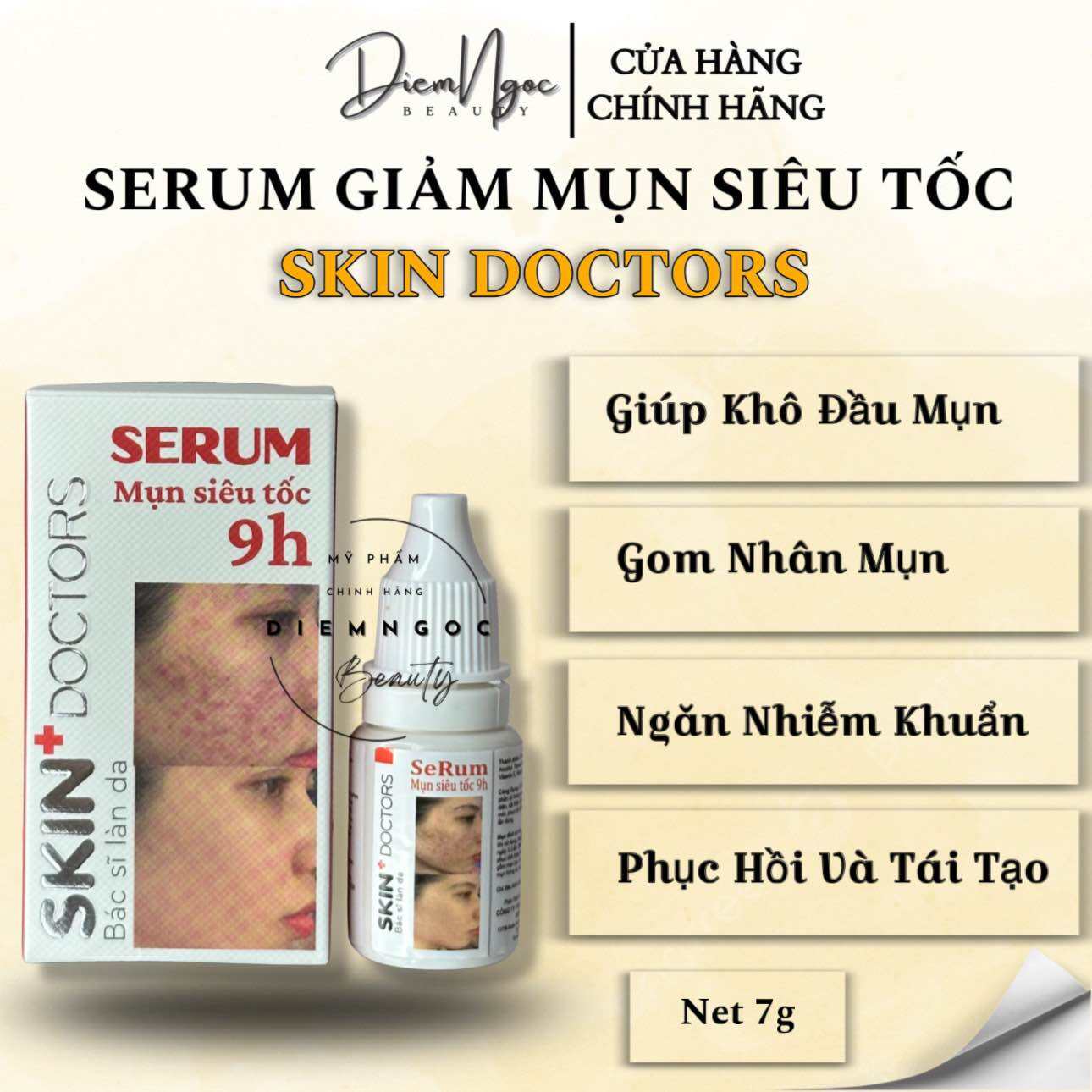 Serum Mụn Siêu Tốc 9h Skin Doctors Giúp Tiêu Nhân Mụn, Giảm Viêm, Gom Còi Mụn, Giảm Thâm 7g