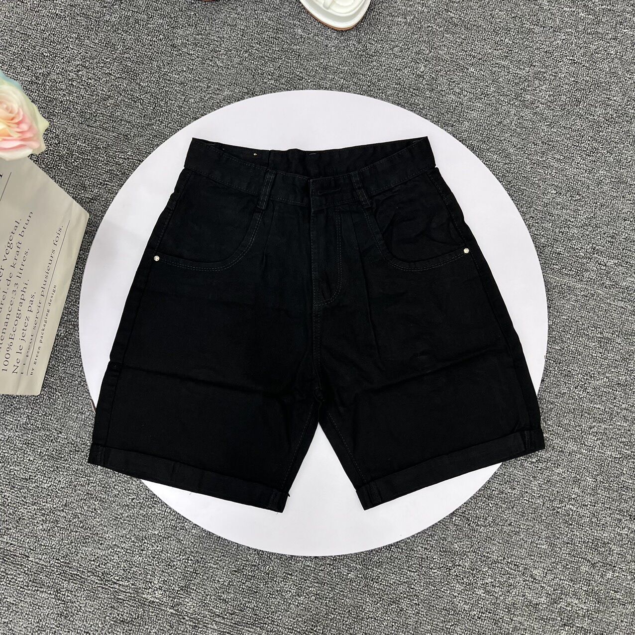 Quần Short jeans ngố đùi nữ lật lai