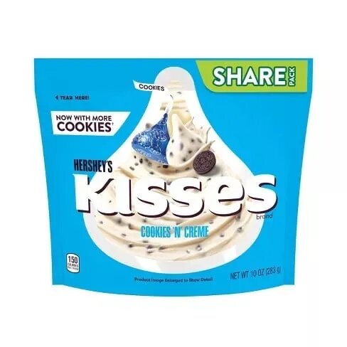 Socola sữa trắng Hershey's Kisses Cookies 'n'creme gói 283gr của Mỹ - socola trắng mịn pha trộn với 