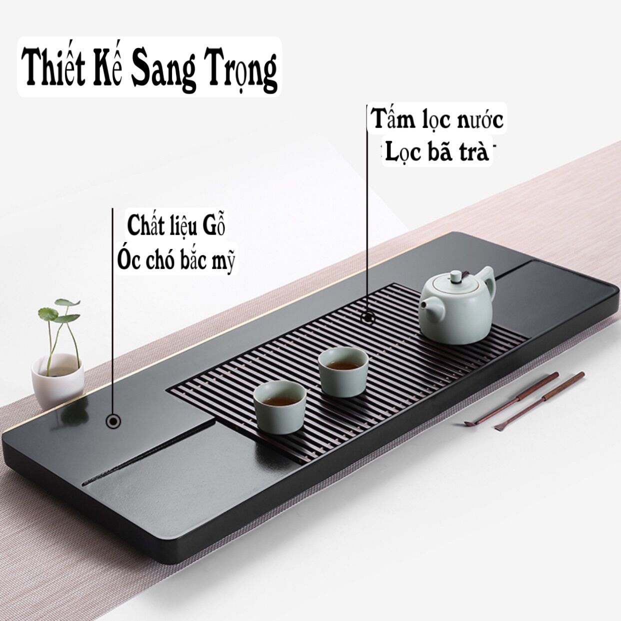 Khay trà gỗ cỡ lớn 62x29x4,5