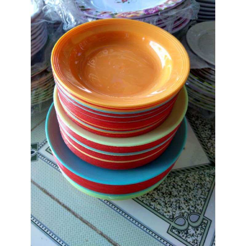 🏵️Set 10 Cái Dĩa Nhựa Nhiều MÀU, Size Lớn (Rộng 21cm)