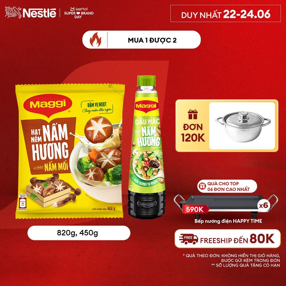 [ƯU ĐÃI THÁNG 6][FREESHIP TOÀN QUỐC] COMBO MIX VỊ MAGGI: Dầu Hào MAGGI® Nấm Hương chai 820g + 1 Hạt nêm cao cấp MAGGI® Nấm Hương gói 450g