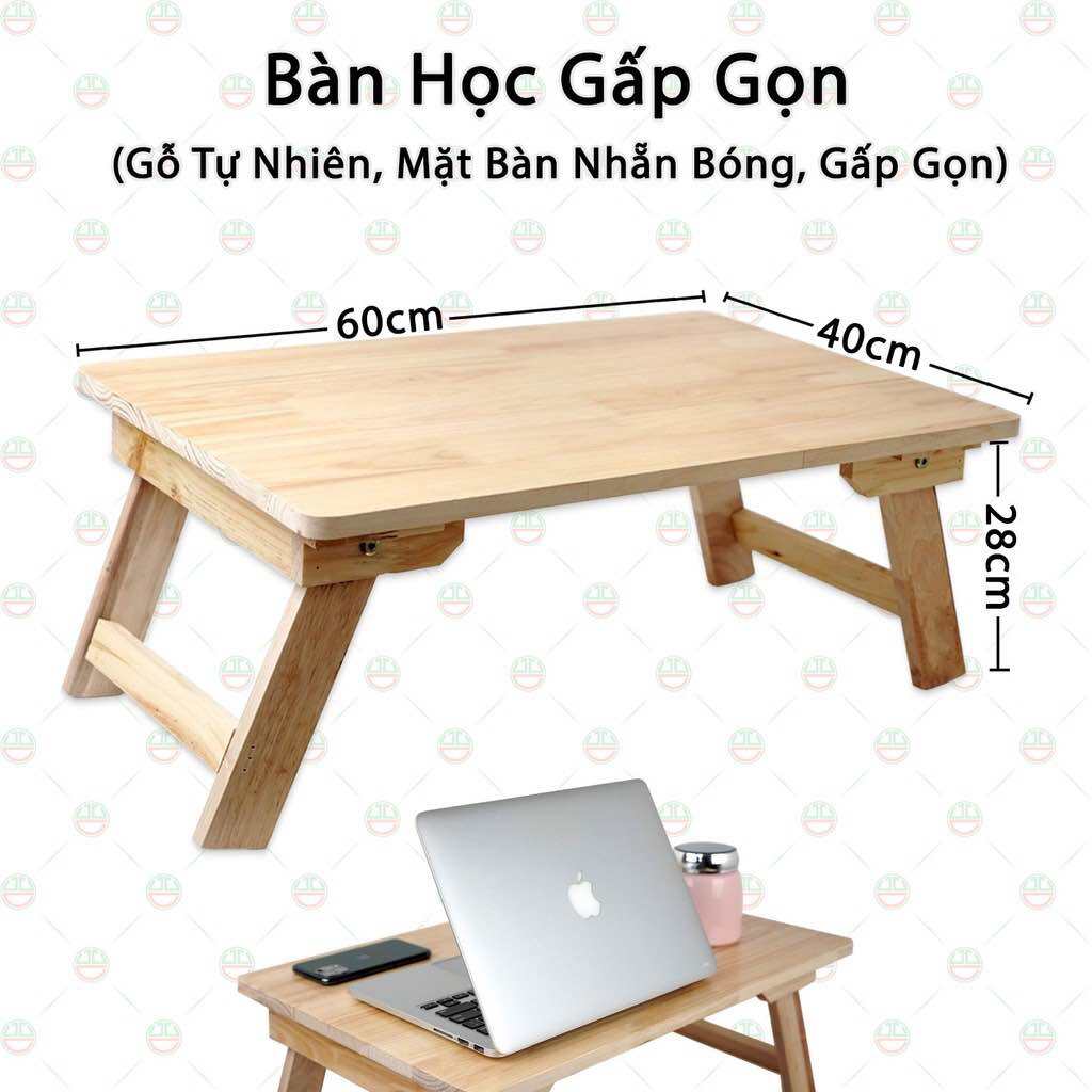 Bàn Gỗ Đa Năng Chân Xếp 40x60cm - Bàn trà chữ nhật sofa/cafe ngồi bệt gấp gọn gỗ tự nhiên đa năng