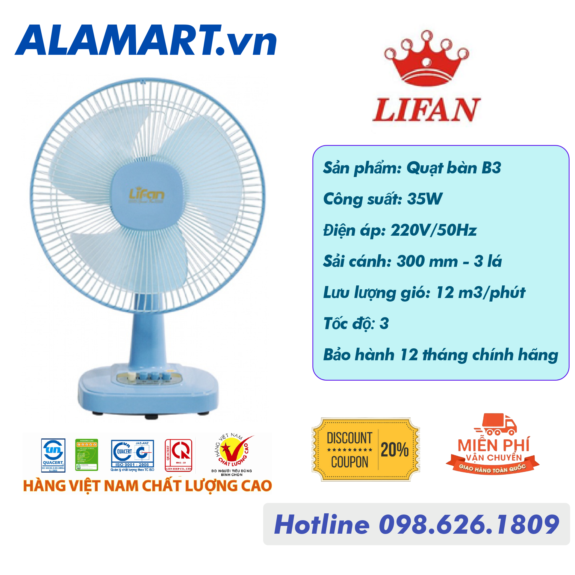 Quạt bàn lifan b-212
