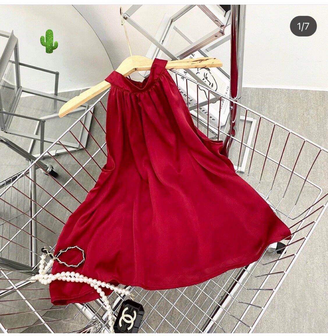 Áo kiểu yếm vải phi lụa form 55kg