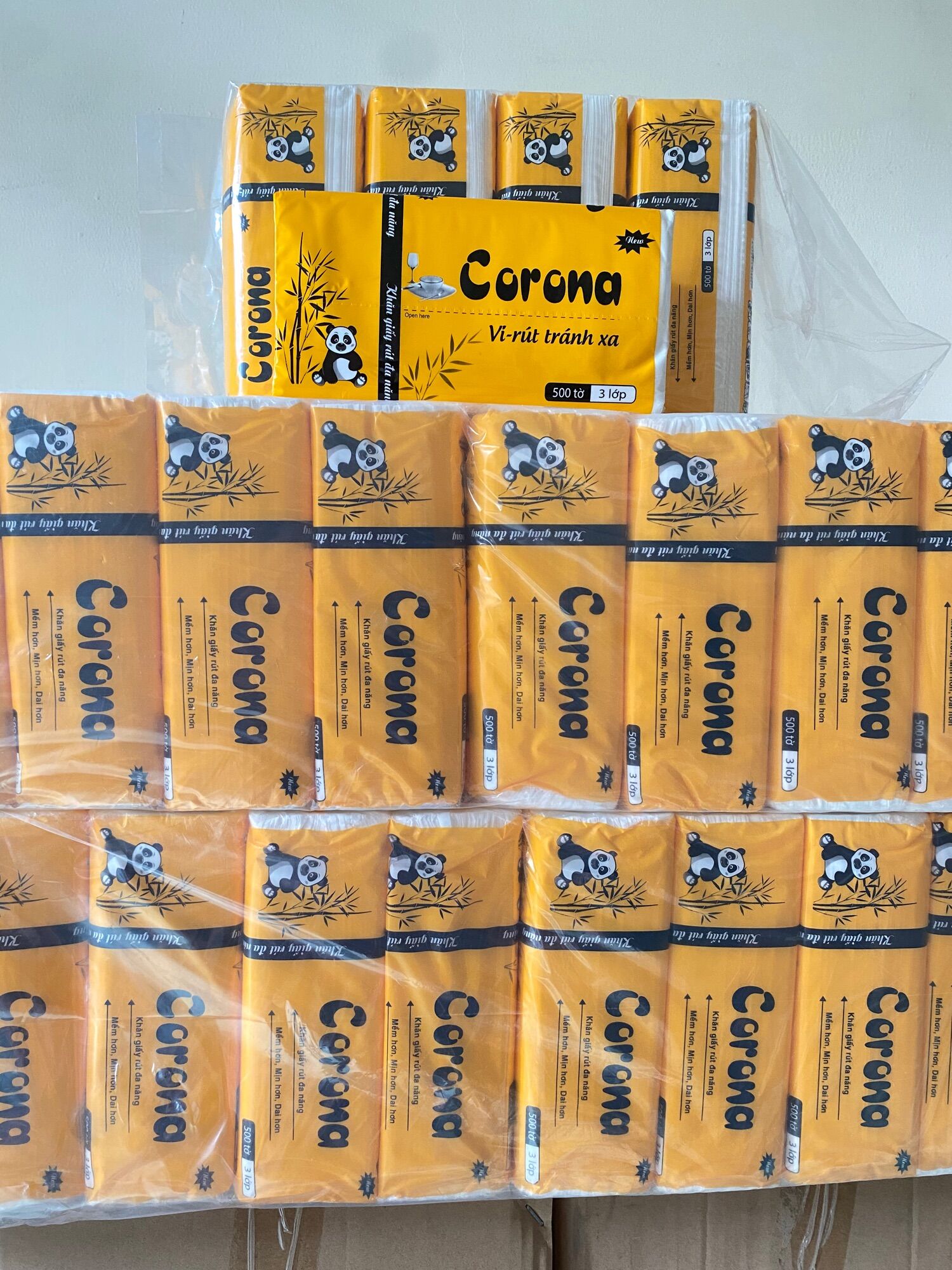 GIẤY RÚT LỤA CORONA 500 TỜ 3 LỚP MỀM,MỊN,D AI-GIẤY RÚT TRẮNG