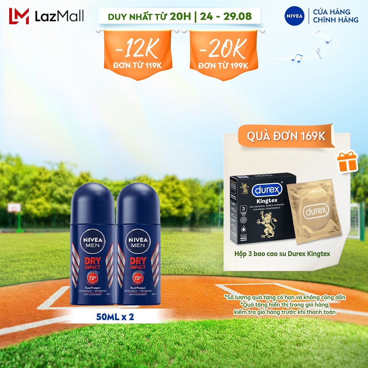 Bộ 2 lăn ngăn mùi nivea men dry impact khô thoáng 72h - 81610x2
