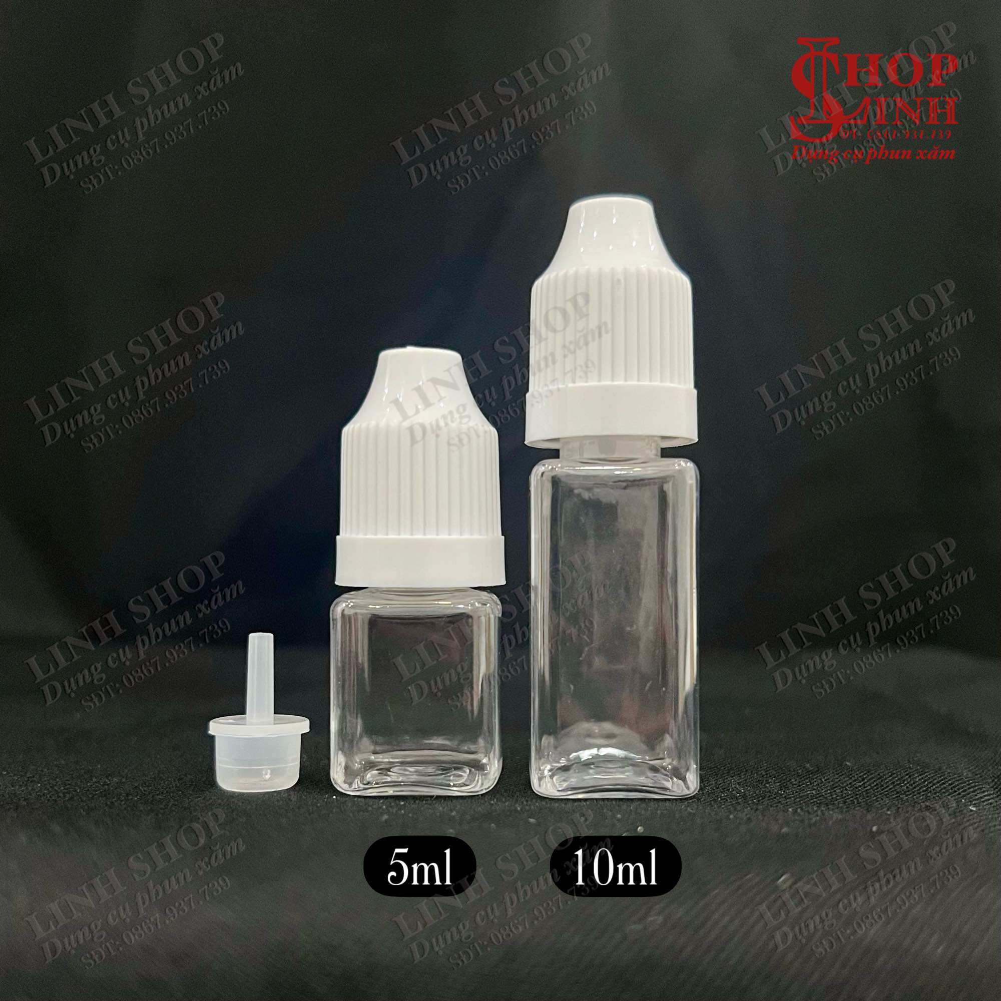 Bình chiết nhựa trong 10ml, 5ml, bình nhựa chai chiết, lọ nhựa chiết mực Bình vuông 5ml 10ml Linh Shop...