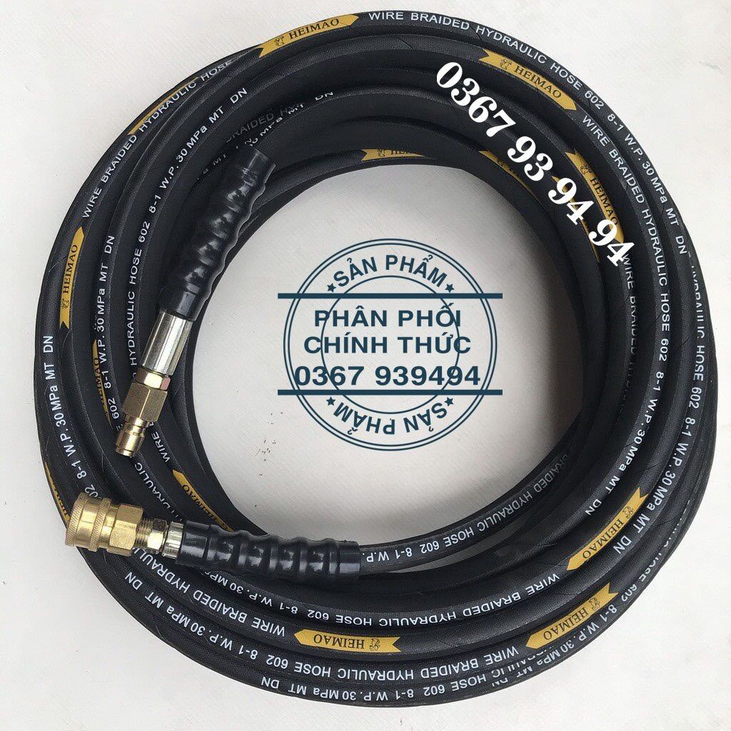 Dây rửa xe 3 lớp bố thép cao áp 20m + tặng kèm khớp nối nhanh