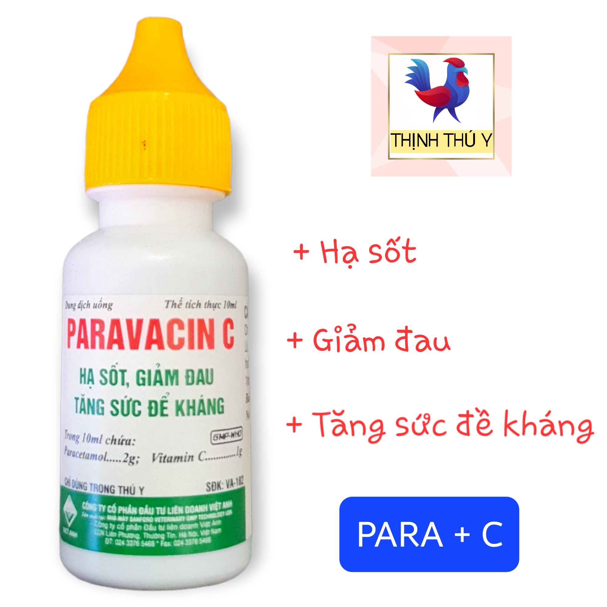 Para + c - giảm đau, hạ sốt, tăng sức đề kháng cho gà đá
