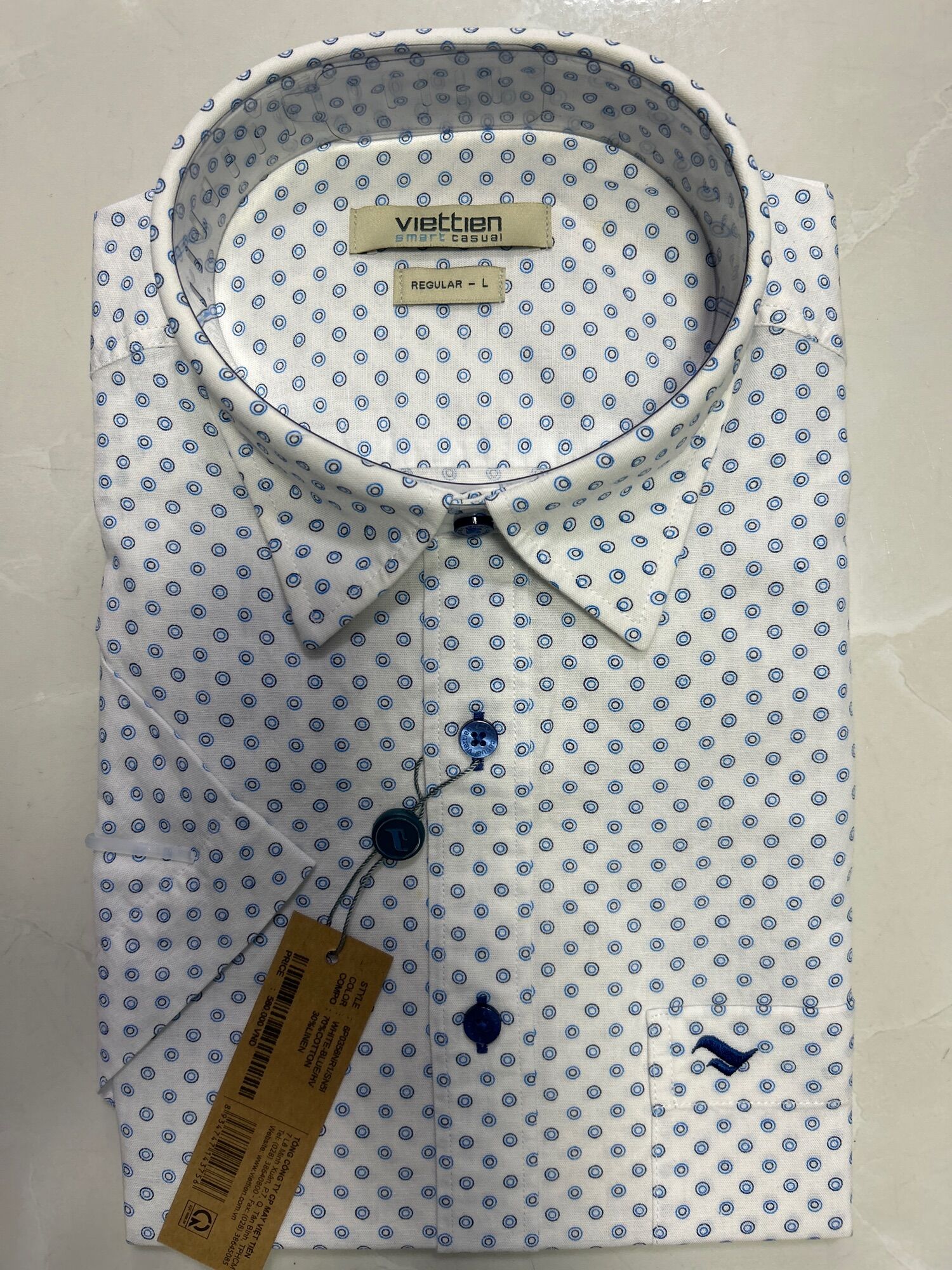 ÁO VIỆT TiẾN TAY NGẮN VẠT NGANG XẺ TÀ VẢI COTTON- LINEN 6P0356