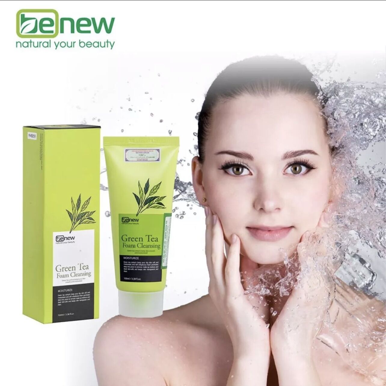 Sữa Rửa Mặt Trà Xanh Sạch Mụn Sạch Da Green Tea Foam Cleanser Benew Hàn quốc