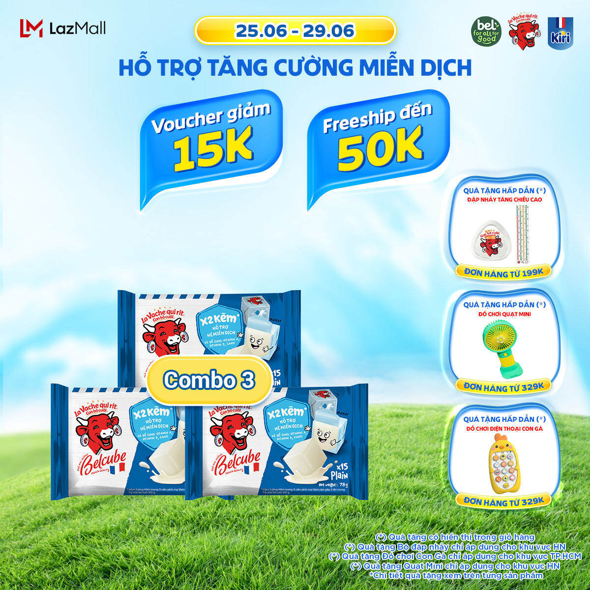 Combo 3 Phô mai vuông Belcube vị sữa 15C 78Gx15