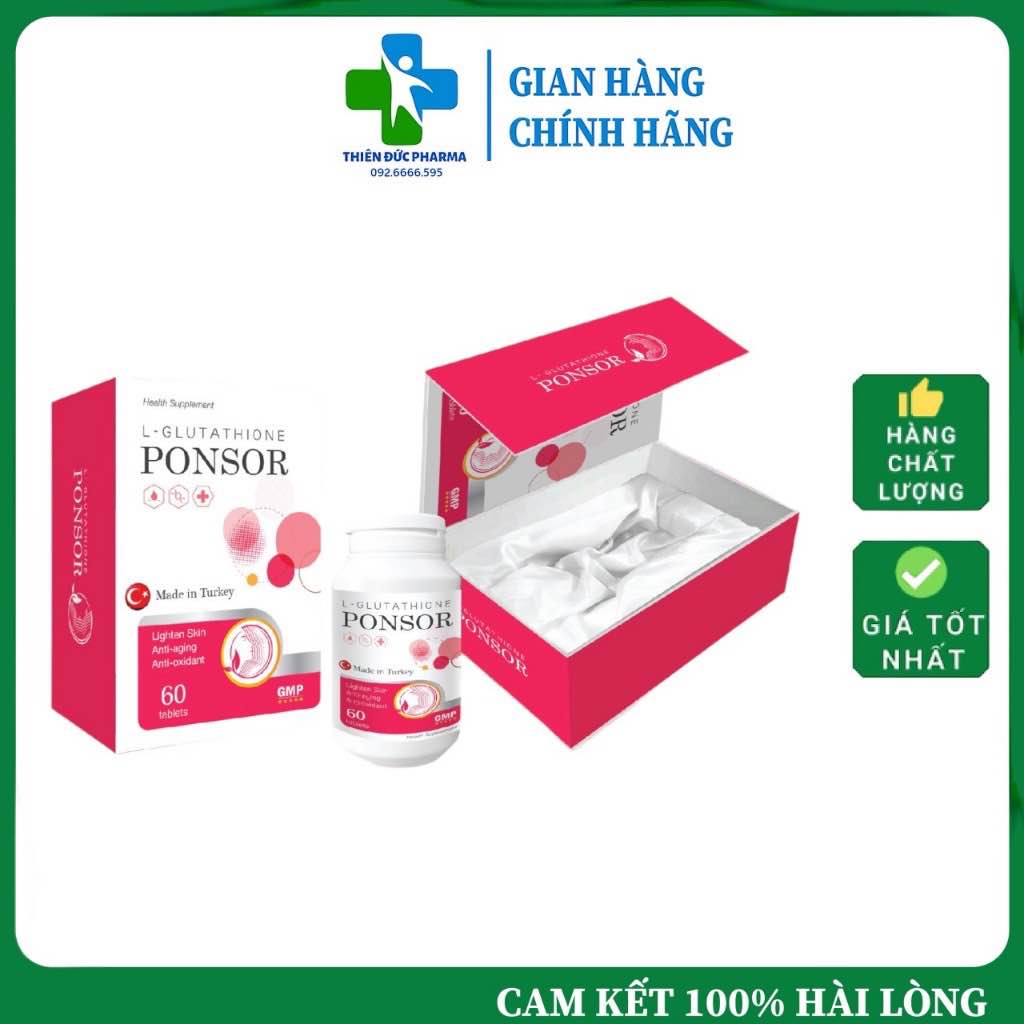 Liệu trình 3 hộp viên ngậm trắng da Glutathione 500mg Ponsor