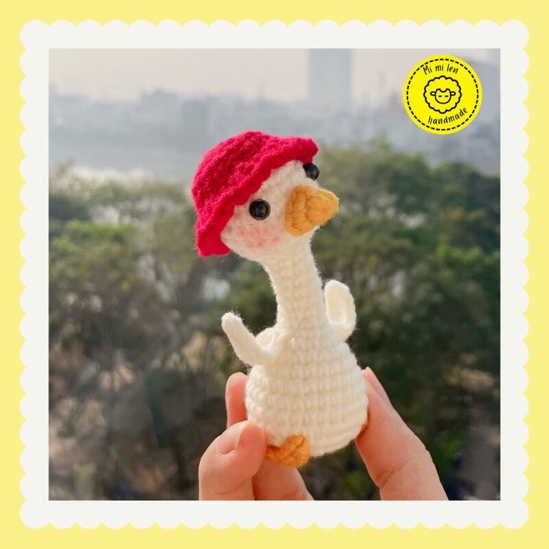 [mimi_len29] Móc khoá bé vịt nghiêng đầu đội nón