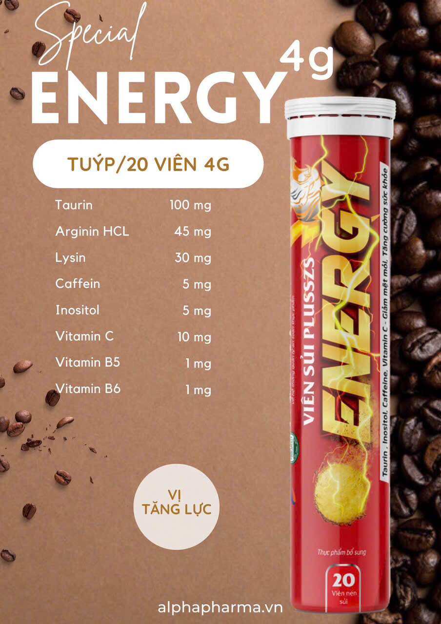 Viên Sủi Energy Alpha+ Hương Vị Nước Tăng Lực Giúp Cơ Thể Tỉnh Táo, Giảm Mệt Mỏi, Tăng Cường Sức Khoẻ
