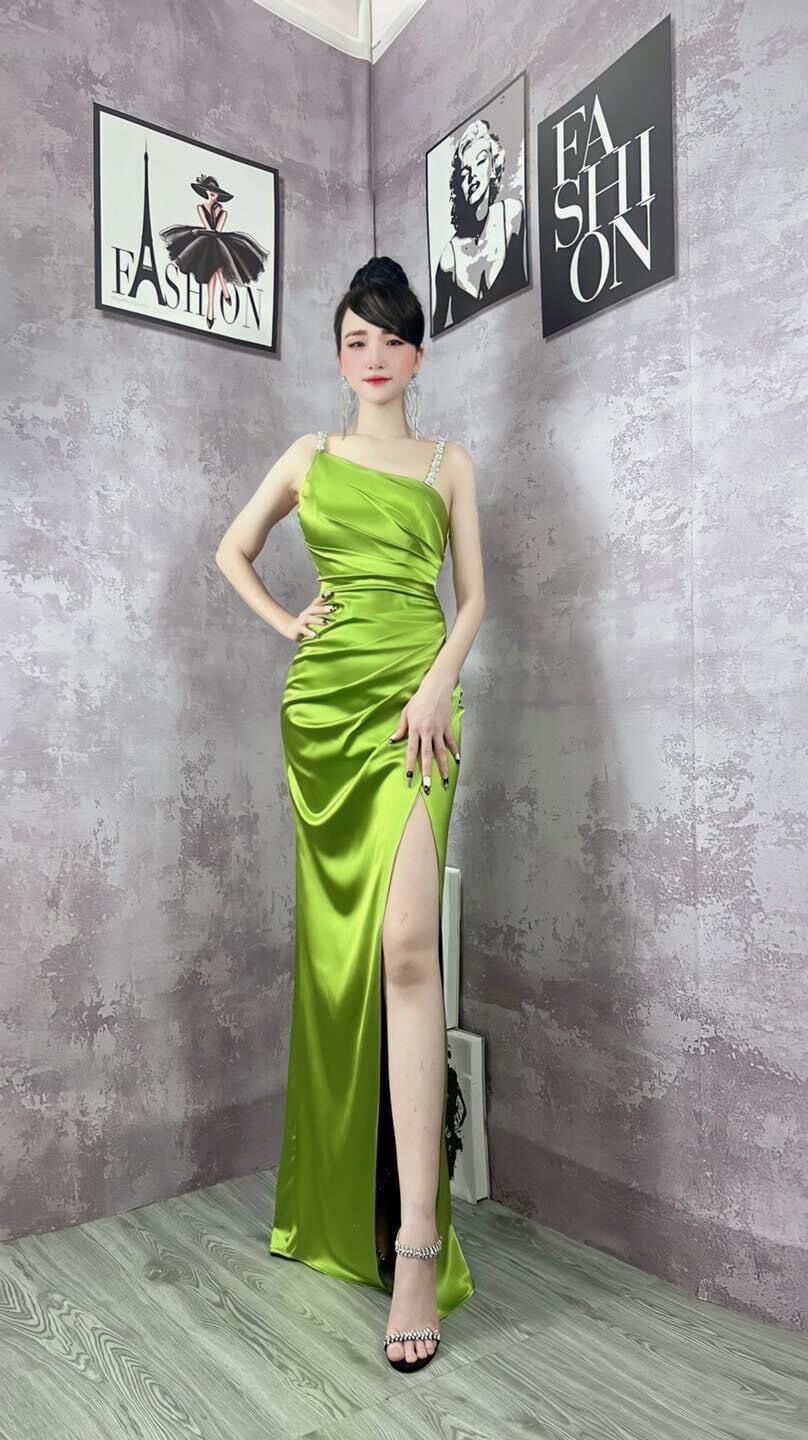 đầm dạ hội xéo vai dây đá xẻ tà đi tiệc