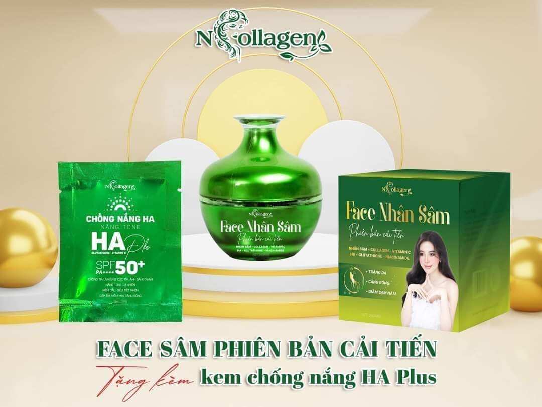 (TẶNG KÈM GÓI CHỐNG NẮNG)KEM FACE NHÂN SÂM XANH  N_COLAGEN