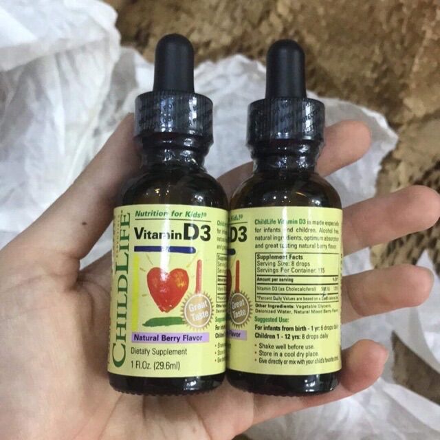 Vitamin d3 childlife 10 và organic 6.25ml cho trẻ từ sơ sinh