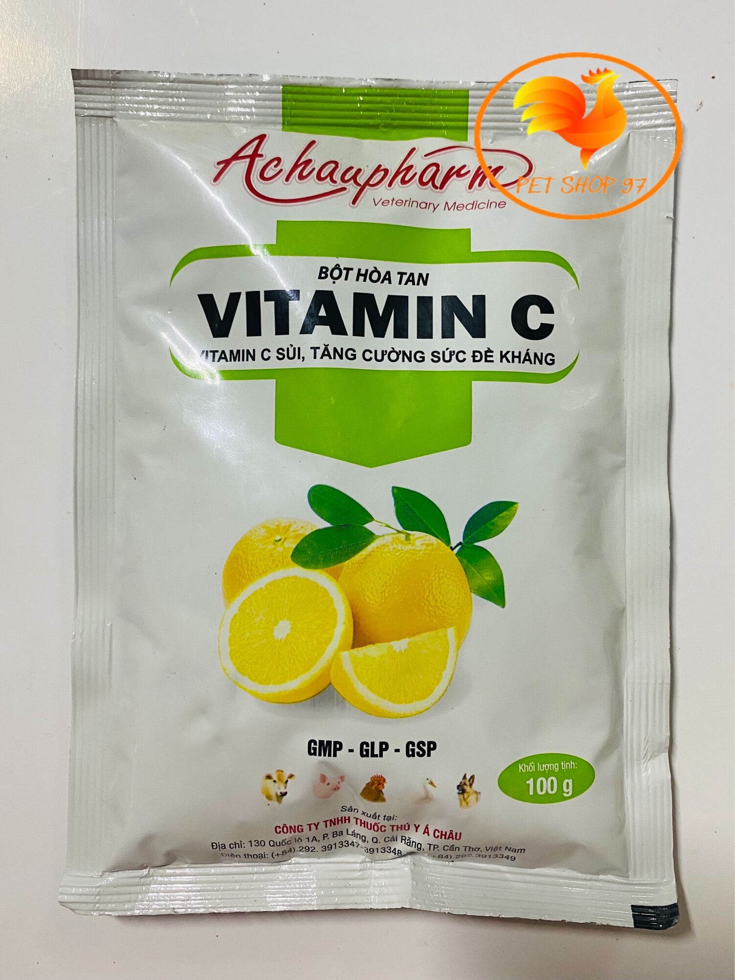 Vitamin c gói 100g tăng sức đề kháng, giảm stress, bồi bổ vật nuôi