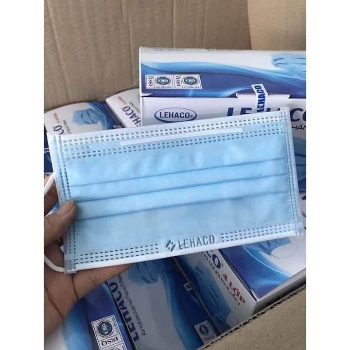 Hộp 50 cái khẩu trang y tế 4 lớp Lehaco xanh dương