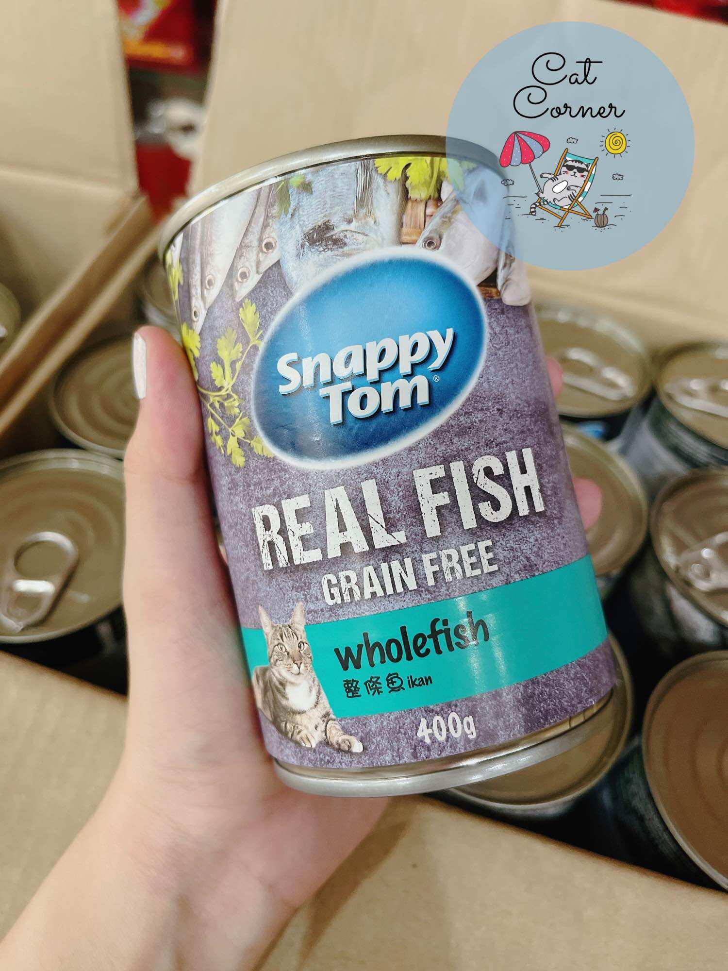 Pate Snappy Tom Real Fish Từ Cá Trích Thật Cho Mèo Lon 400g