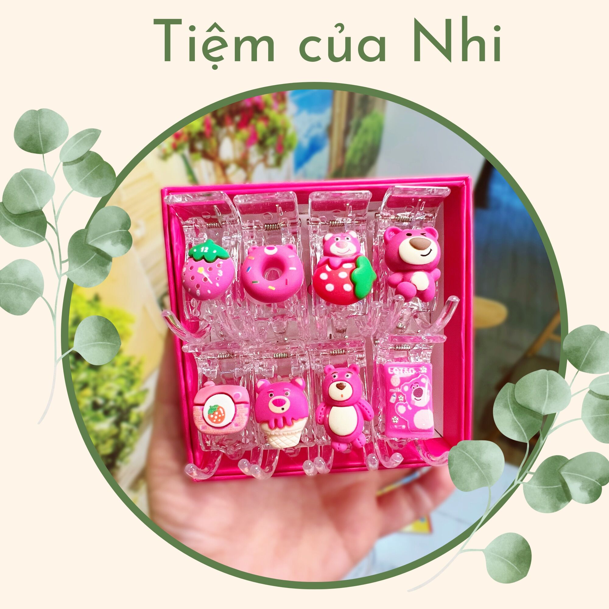Set 8 kẹp càng cua 3 răng gấu dâu lotso