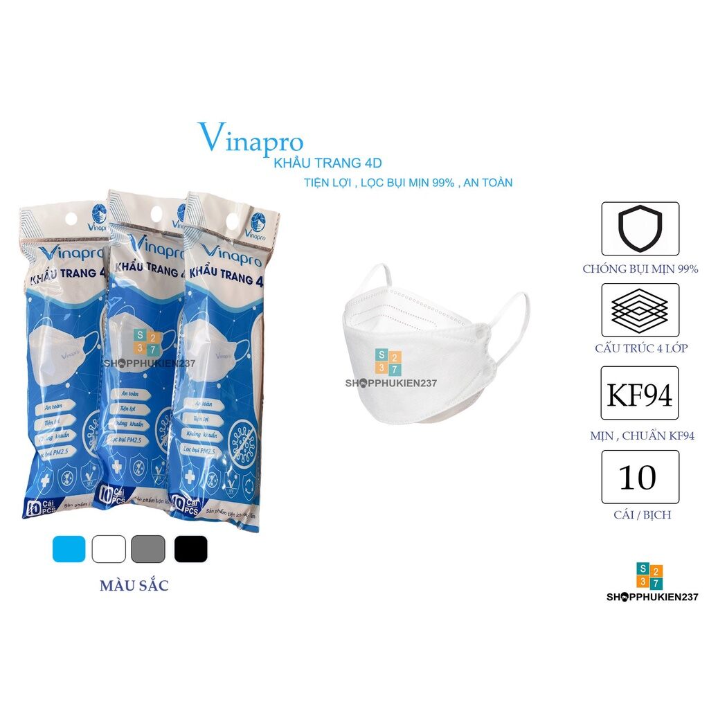 Khẩu Trang Kf94 Vinapro(1thùng 300c hàng kháng khuẩn cao cấp)