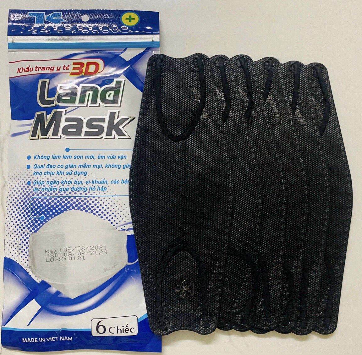 Khẩu trang 3D Land Mask 1 Túi 6 chiếc - ( LOẠI TÚI XANH ) Loại 4D KF94 Kiểu Hàn Quốc