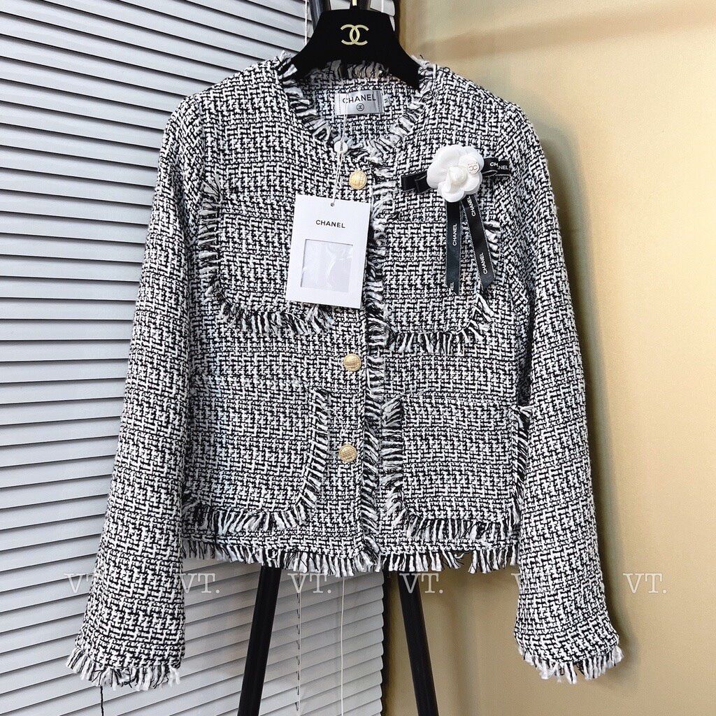 Áo Khoác Dạ Tweed nhũ 2 hàng khuy có đệm vai