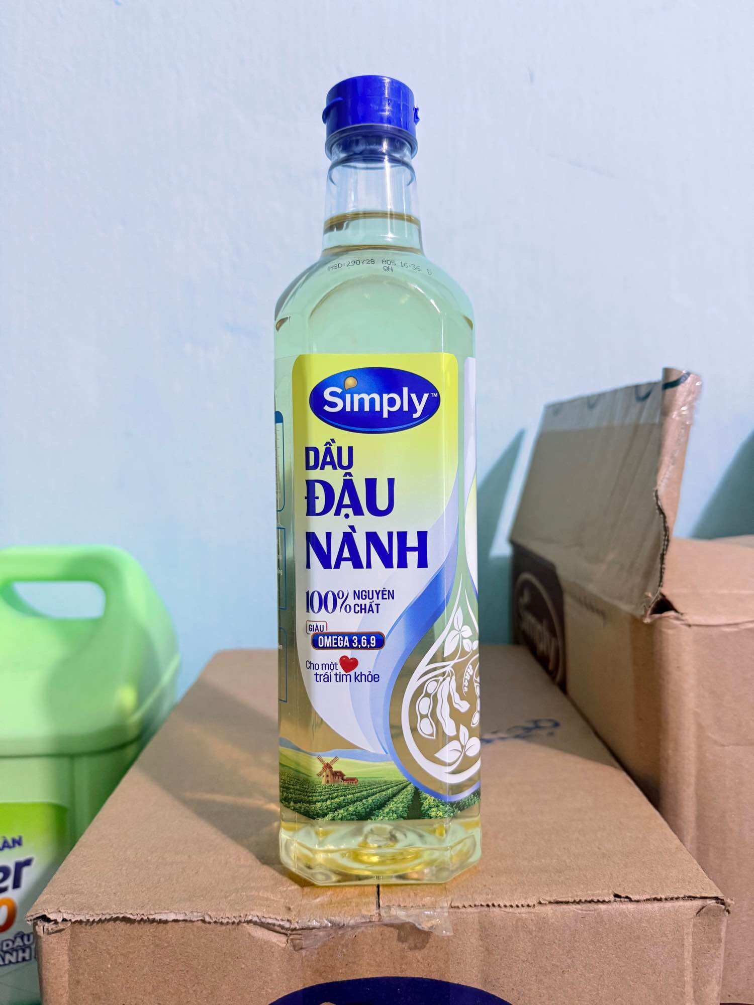 Dầu đậu nành Simply 100% nguyên chất Omega 3 6 9 chai 1 lít