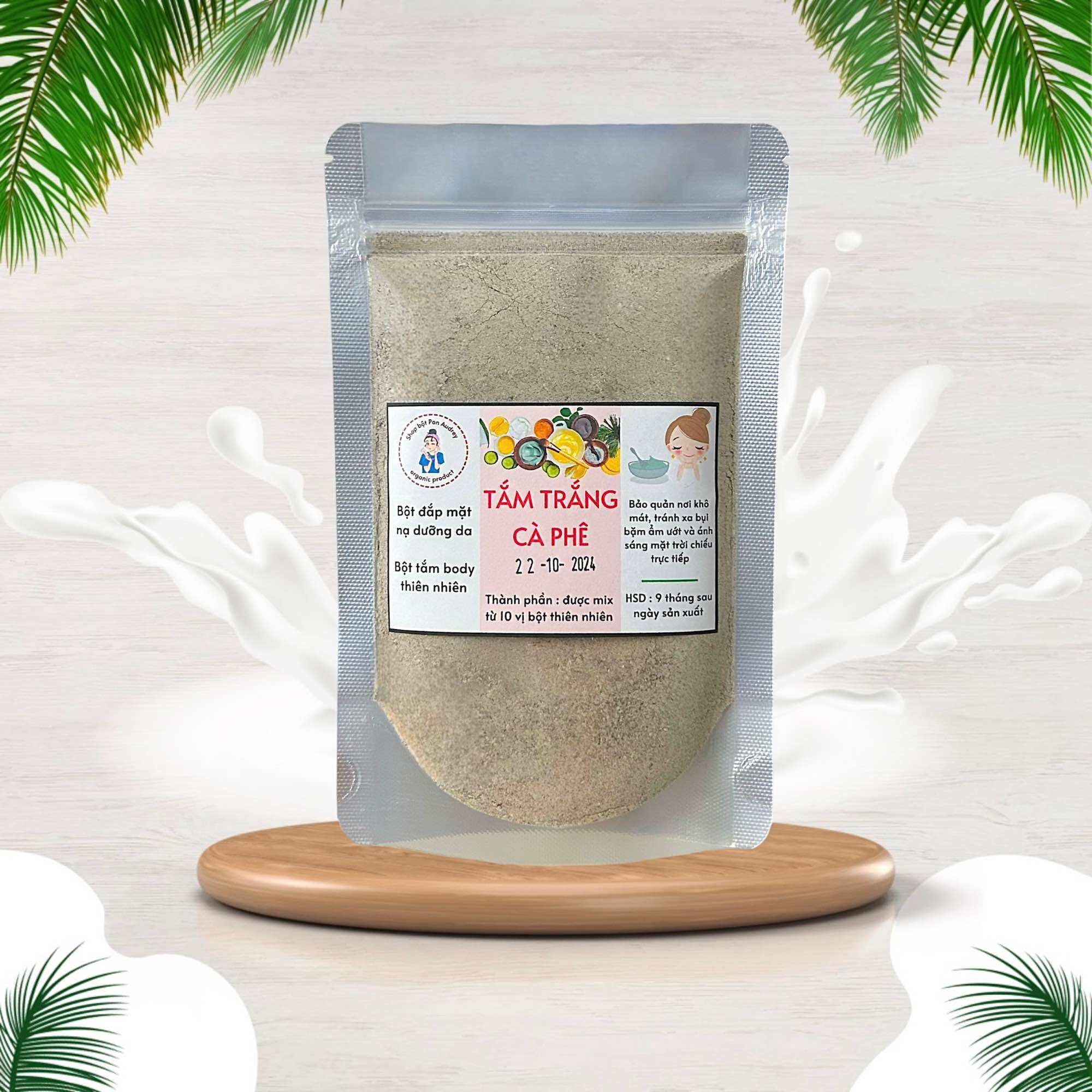 Bột tắm trắng body cà phê nguyên chất, bột ủ trắng da body cafe - trắng mịn trẻ hóa