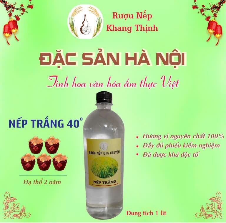 Nếp trắng nguyên chất 40độ 1lít.nhà nấu.men thuốc bắc.hạ thổ 3 năm.êm thơm đầm vị