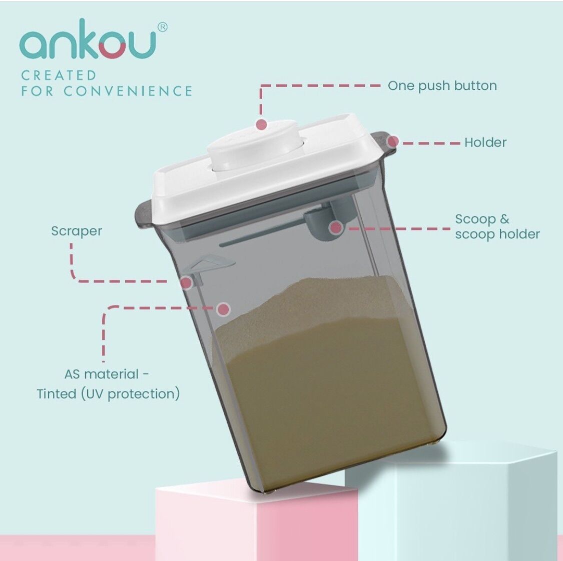 Hộp trữ sữa bột Ankou 2,3L