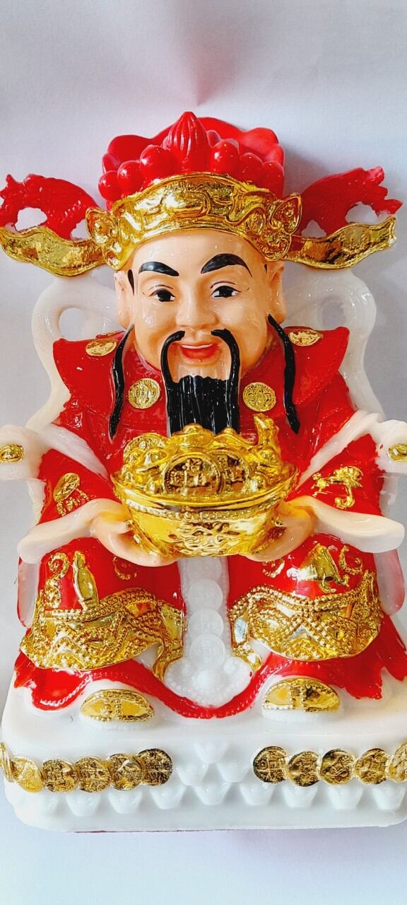 Ông thần tiền đá màu đỏ cao 16cm y hình/ ong than tien/ than tien
