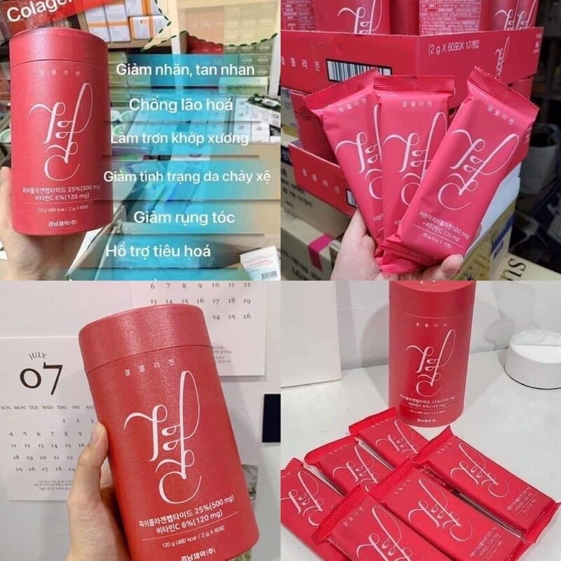 Collagen lemona hộp 60 gói làm sáng mịn căng bóng da lemona