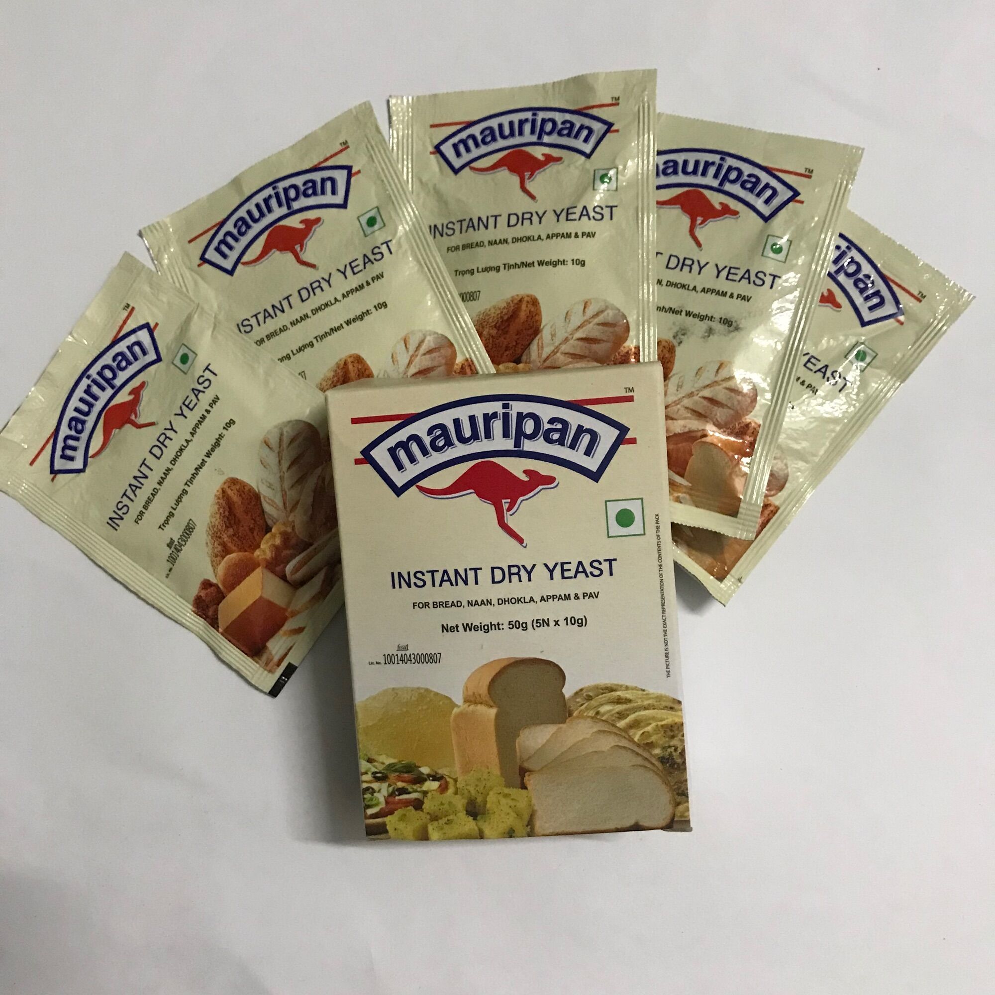 Hộp 5 gói 10g men khô, bột nở mauripan làm bánh