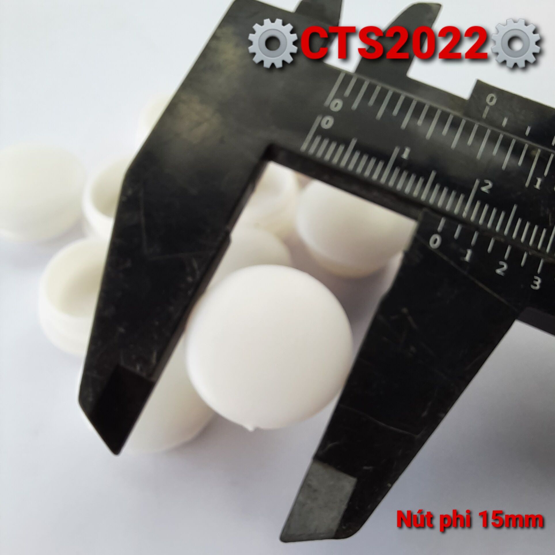 10 White Plastic Buttons to Cover 15mm Holes