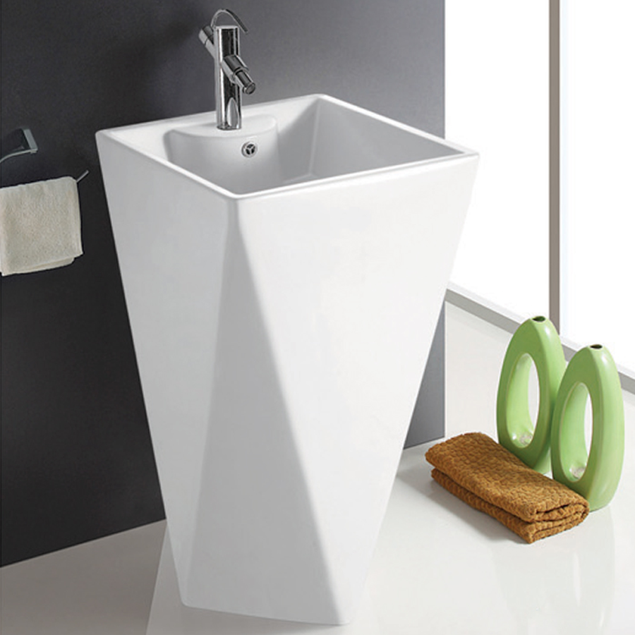 Lavabo trụ đứng LARTO LTLVB-8016. LAVABO chậu rửa kiểu dáng vuông thân đứng đặt nền.