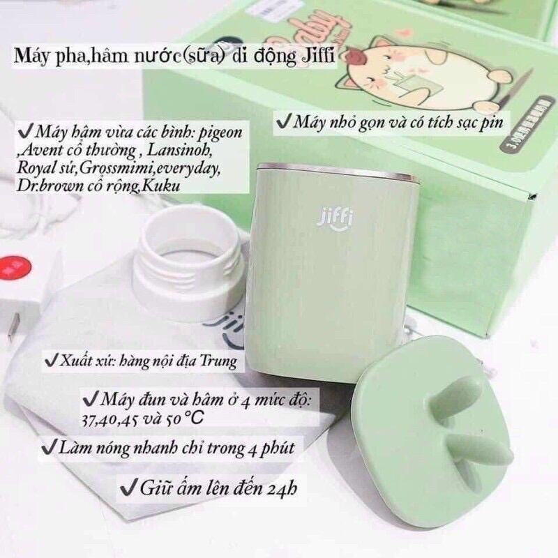 Máy Hâm Sữa Không Dây Cầm Tay JIFFI 3.0( Bảo hành 12 tháng)