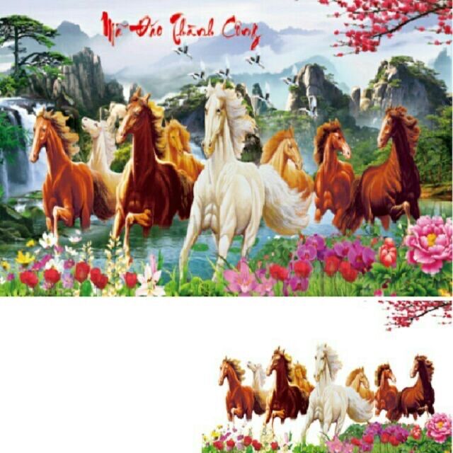 Tranh đính đá mã đáo thành công lv172 / 106x55cm / chưa đính đá