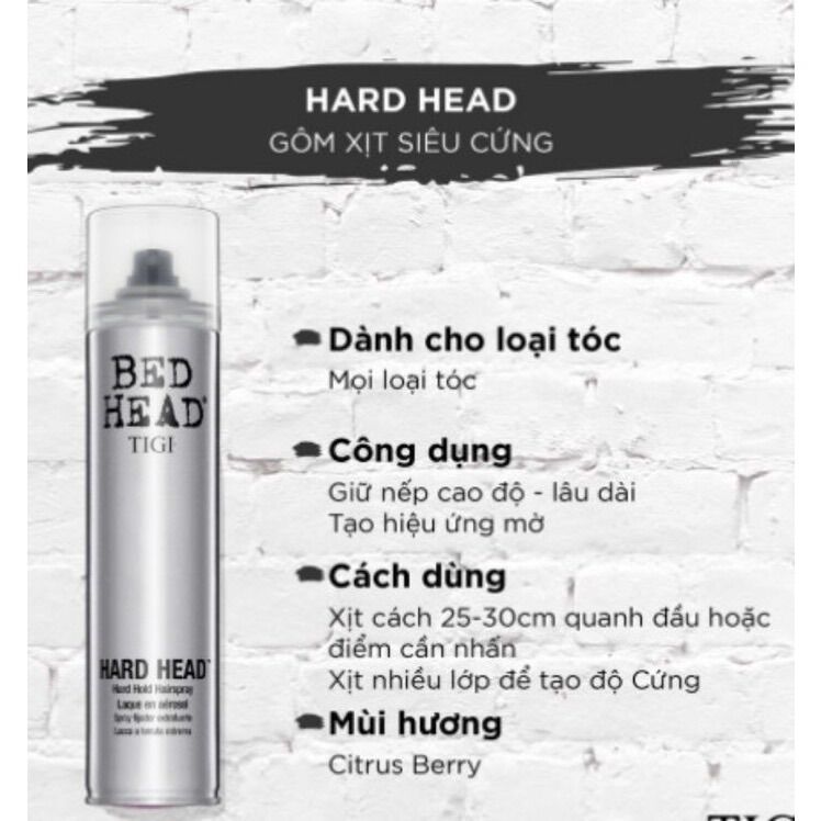 Gôm xịt tóc siêu cứng tạo kiểu tóc lâu bền tigi 385 ml