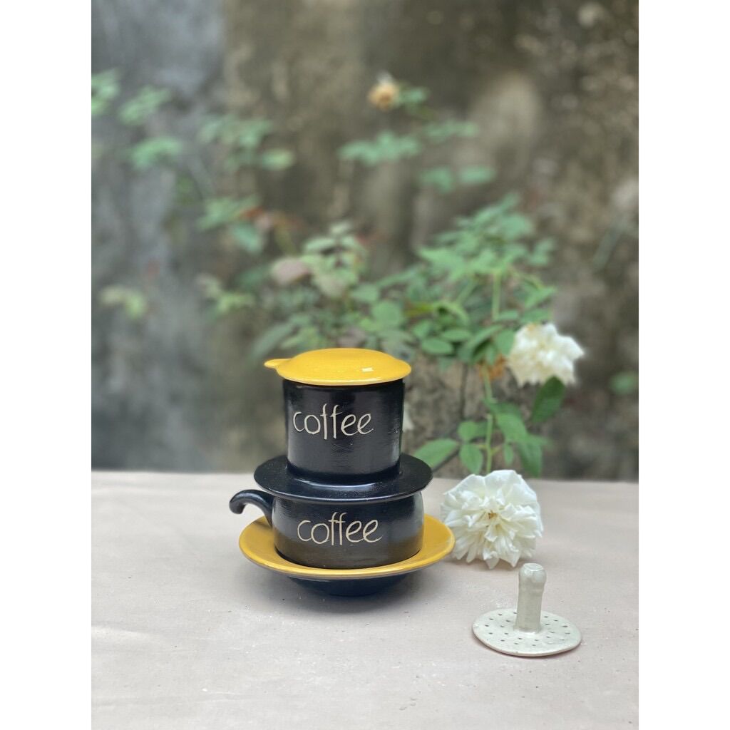 Bộ phin pha cà phê Phin sứ pha cafe cao cấp Bát Tràng 5 chi tiết