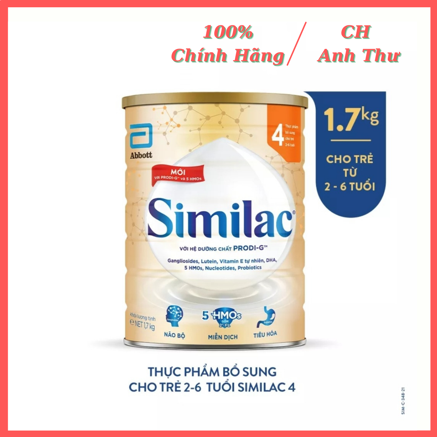 Sữa Bột Similac 4 - 1.7kg, 2-6 Tuổi Mẫu Mới 5G Date Từ T11 2024