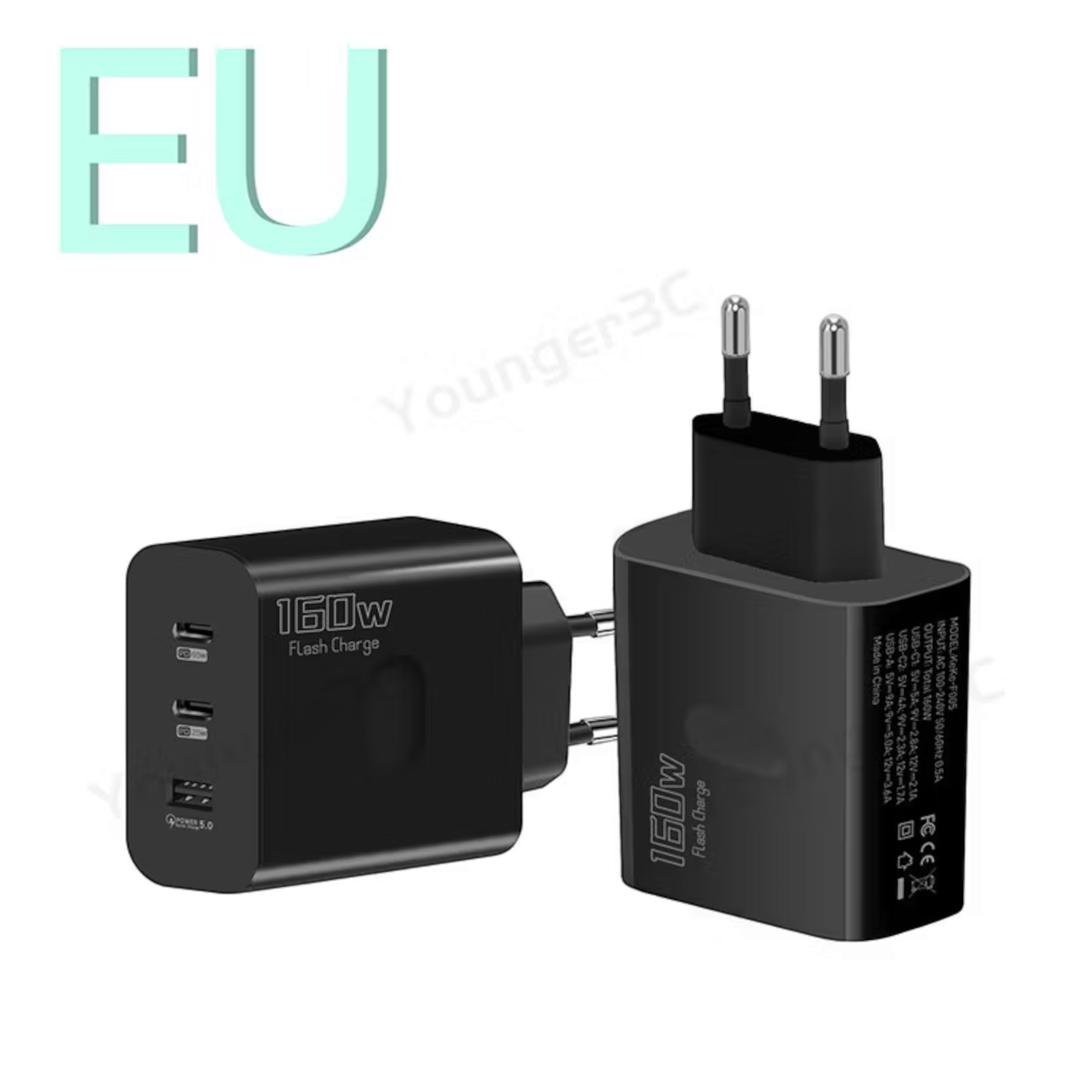 Củ sạc nhanh 160W với 2 cổng Type-C và 1 cổng USB