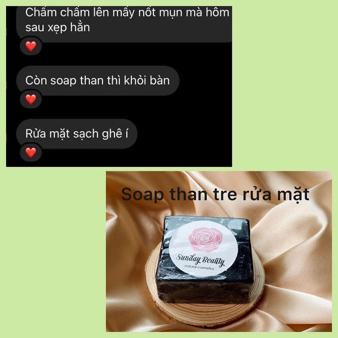 Soap rửa mặt Than tre handmade Sunday Beauty